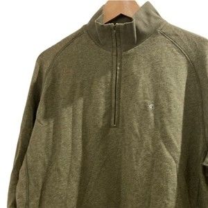 Criquet Mens Long Sleeve Pullover 1/4-1/2 Zip Green size Medium